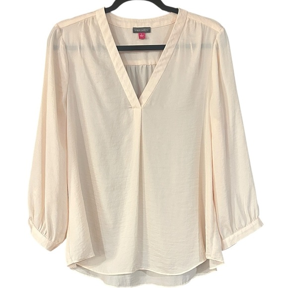 Vince Camuto Women’s Soft Cream V-Neck Blouse Large - Picture 1 of 8